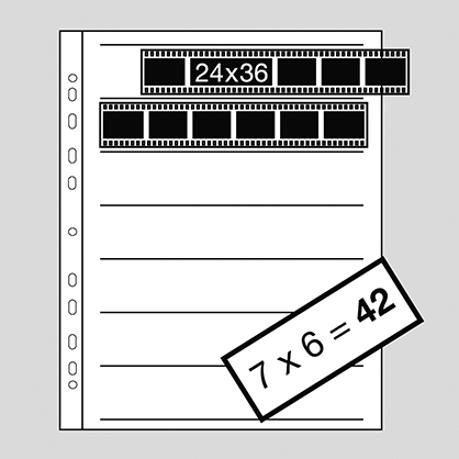 Kaiser Negative Filing Sheets for 35 mm film 7 x 6, Acetate, 100 sheets