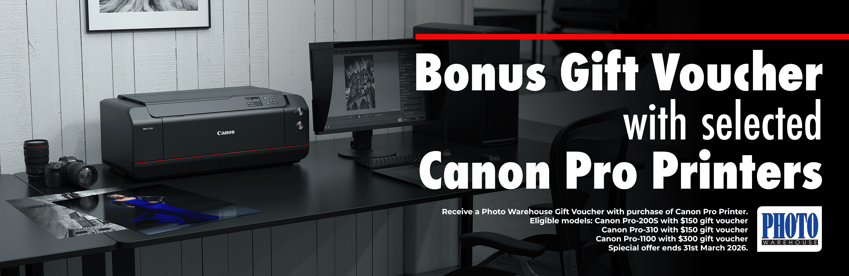 Banner for Bonus Gift Voucher with Canon Printer