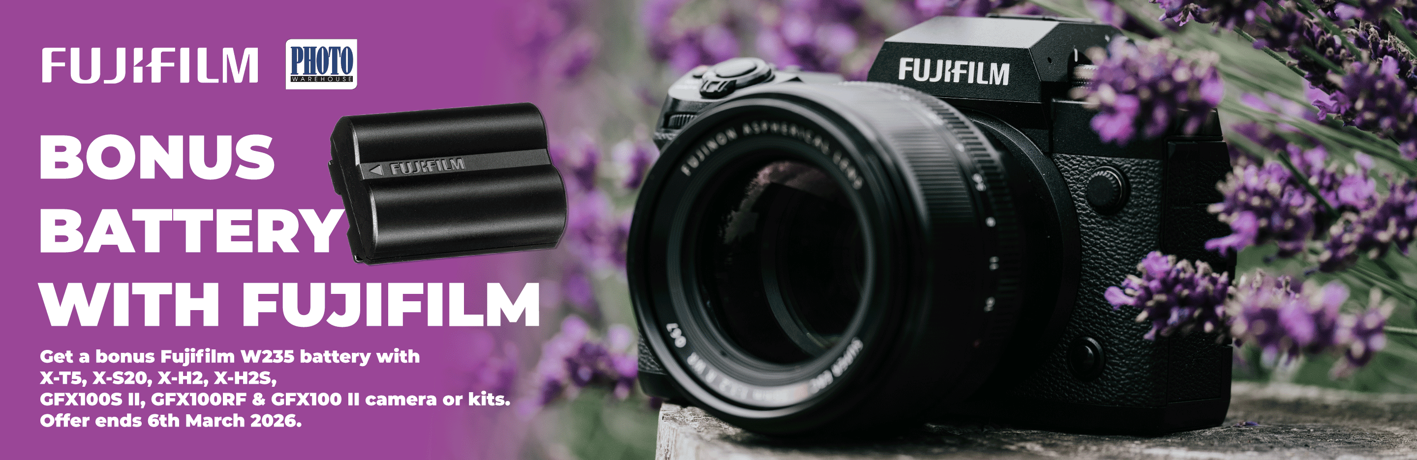 Banner for Bonus Battery with Fujifilm
