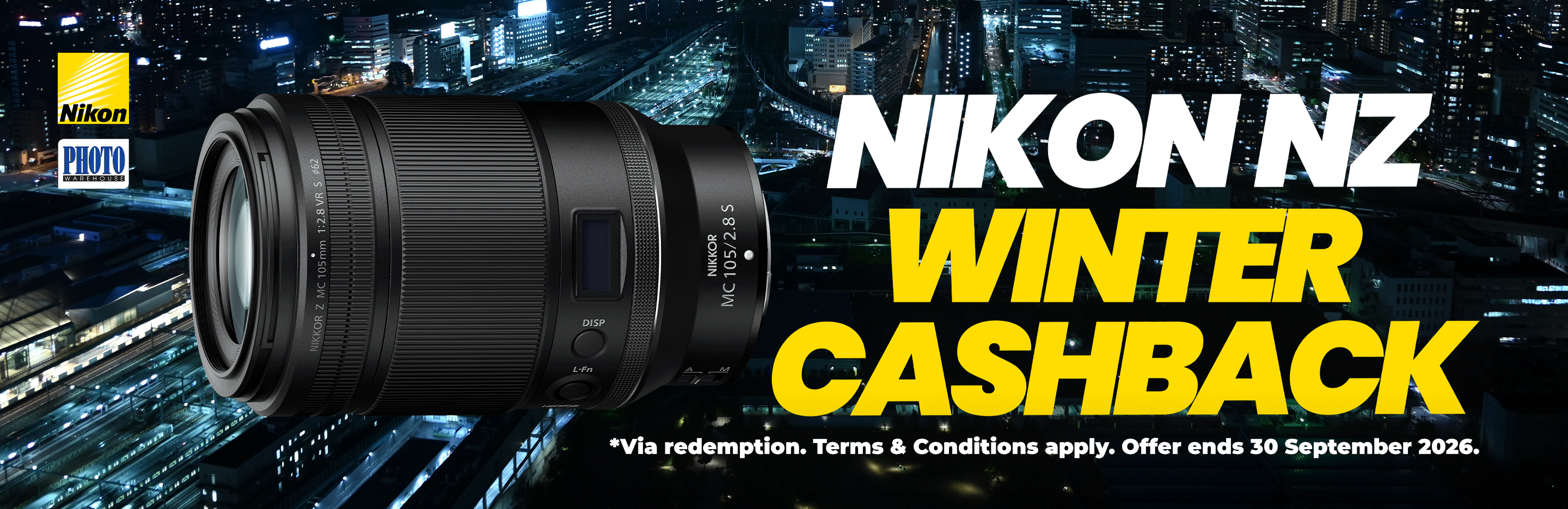 Banner for Nikon Winter Cashback 