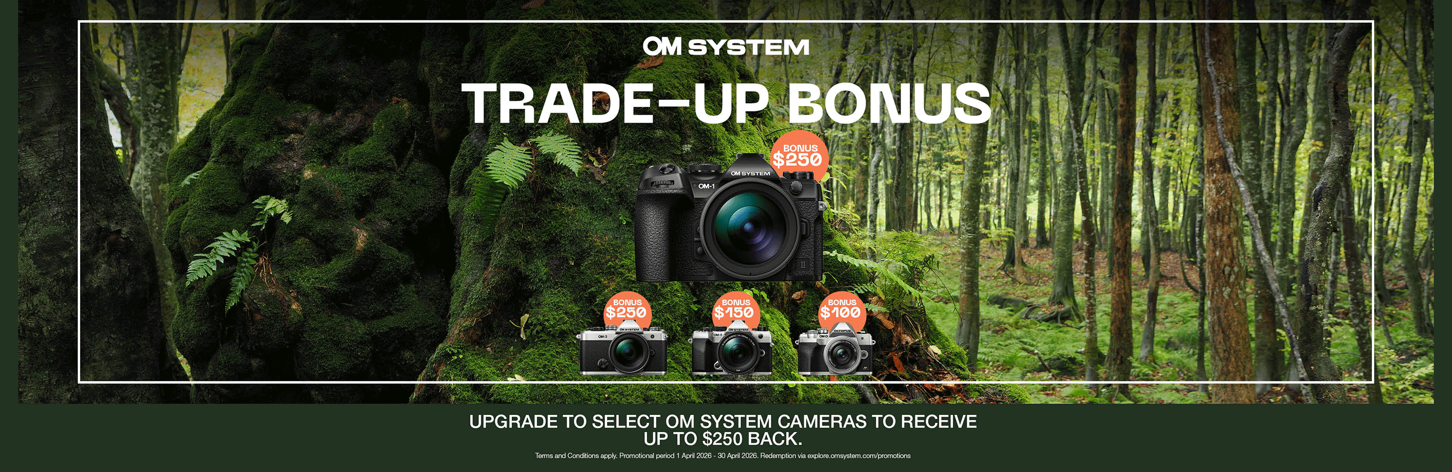 Banner for OM SYSTEM Trade-Up Bonus