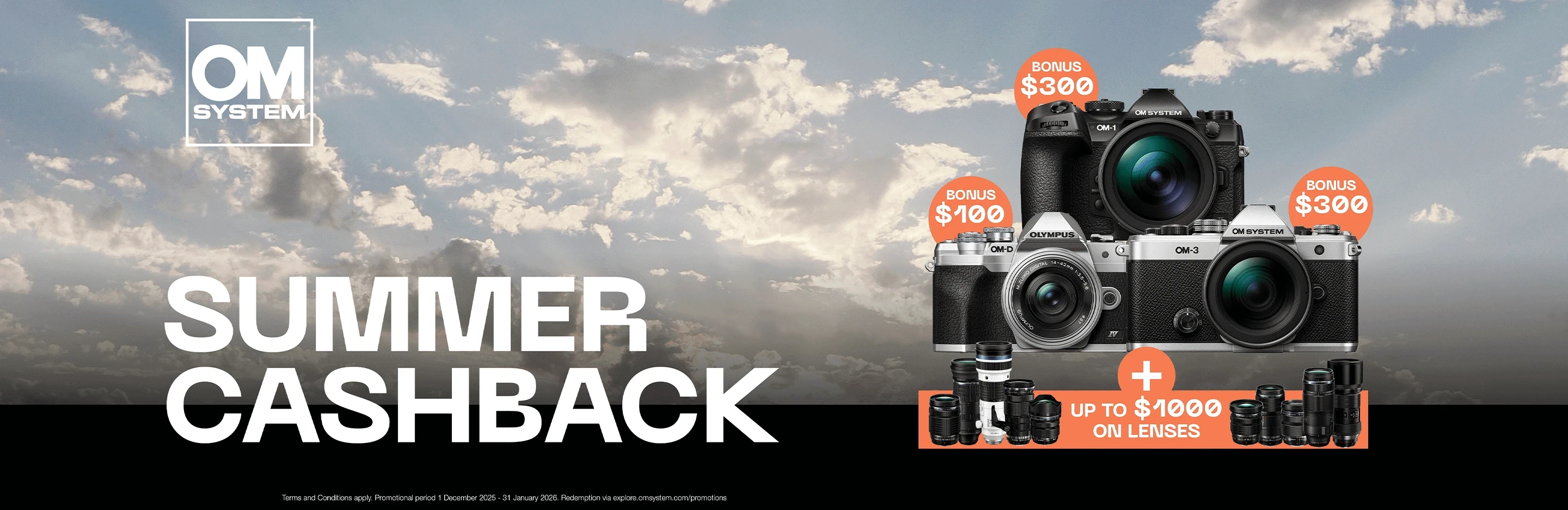 Banner for OM SYSTEM SUMMER CASHBACK