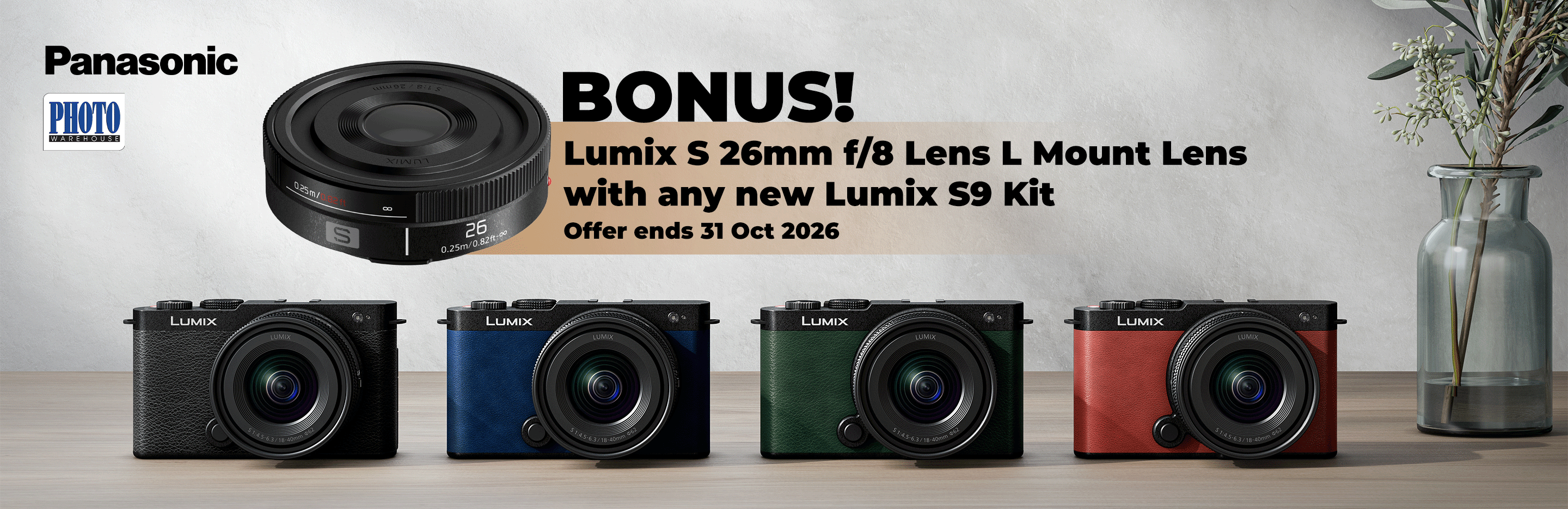 Banner for Bonus 26mm Lens with Lumix S9 Kit