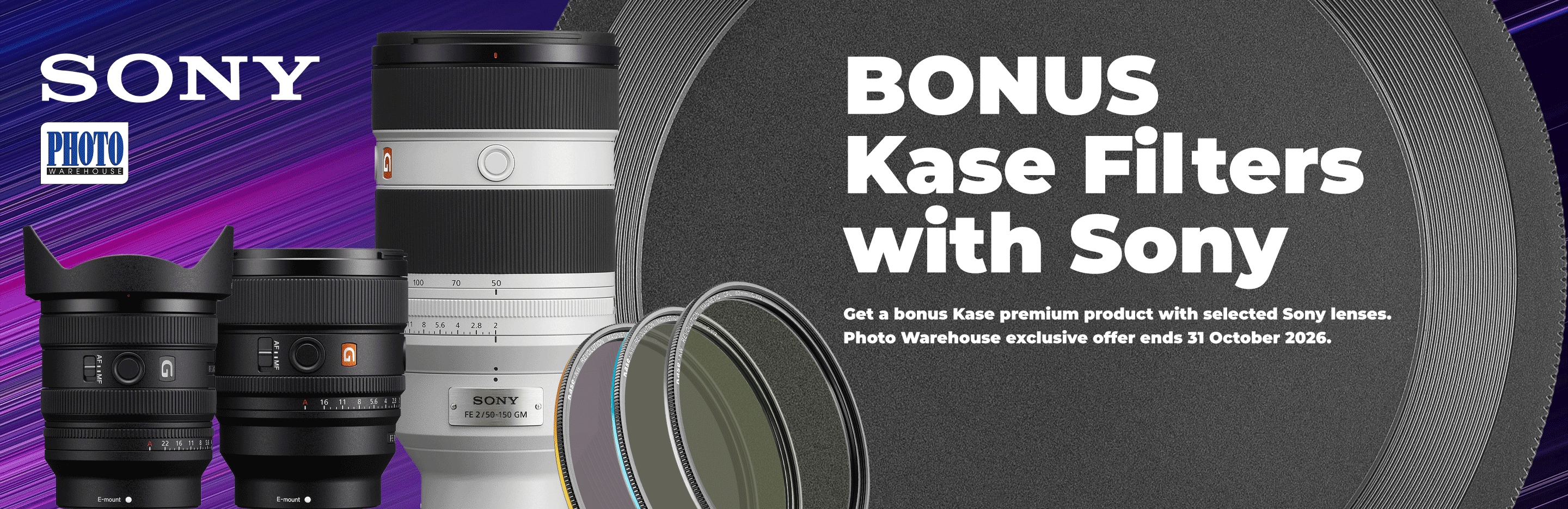 Banner for Bonus Kase Filters with Sony