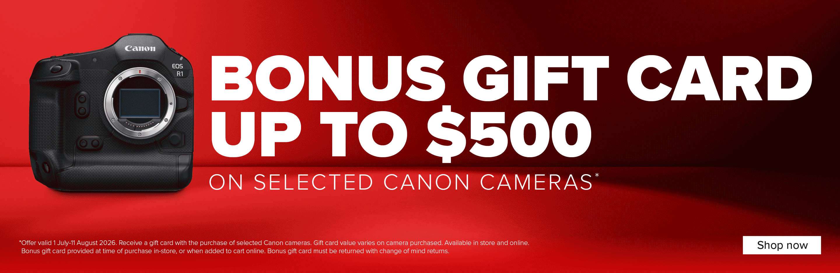 Banner for Canon Bonus Gift Card