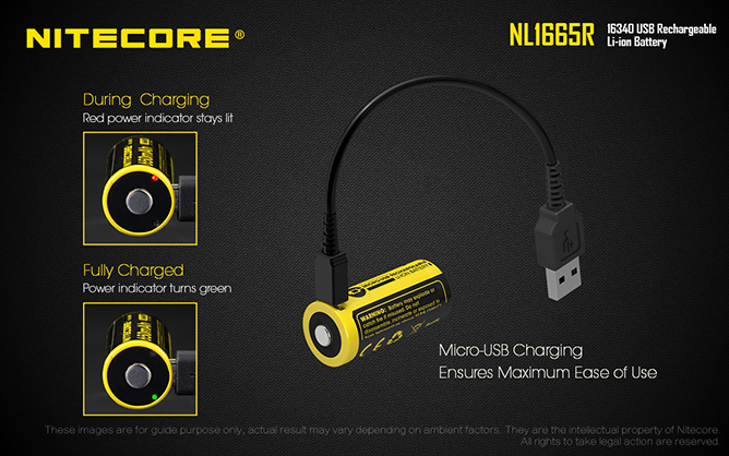 1019880_A.jpg - Nitecore NL1665R 650mAh Micro-USB rechargeable 16340 Li-ion Battery - Thumbnail 1