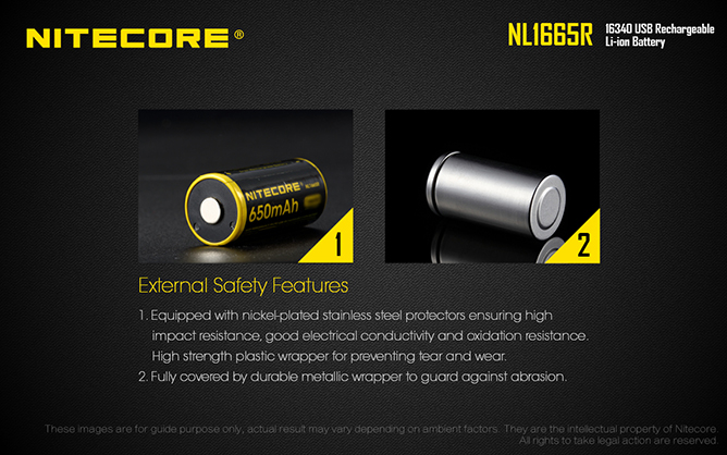 1019880_C.jpg - Nitecore NL1665R 650mAh Micro-USB rechargeable 16340 Li-ion Battery - Thumbnail 3