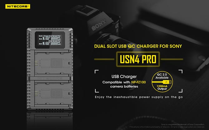 Nitecore USN4 Pro Battery Charger for Sony FZ100