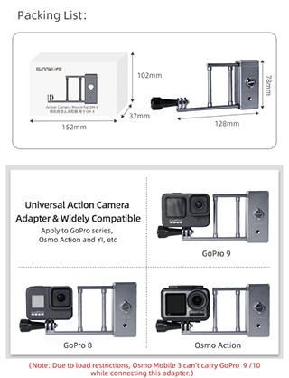 1022690_A.jpg - Sunny Action Camera Adapter (GoPro, DJI Action) on Mobile Gimbal - Thumbnail 1