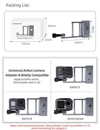1022690_A.jpg - Sunny Action Camera Adapter (GoPro, DJI Action) on Mobile Gimbal