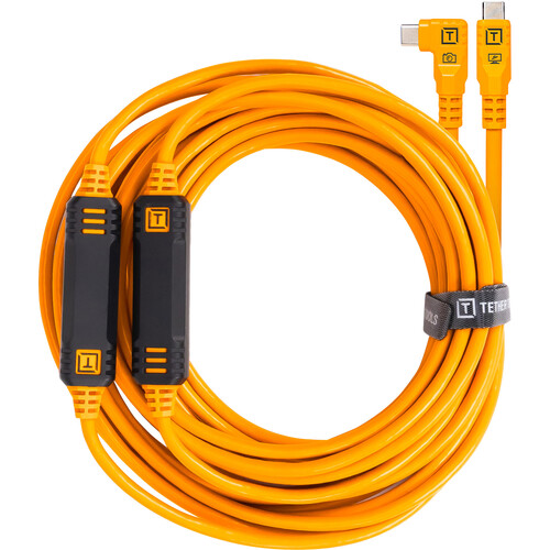 Tether Tools Pro USB-C Straight to Right-Angled Cable 9.4 Metre Orange - Best Available Image