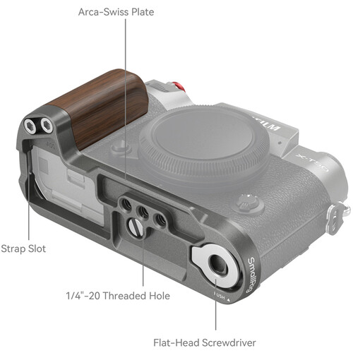 1023240_B.jpg - SmallRig Wooden L-Shape Grip for FUJIFILM X-T50 (Charcoal Silver) 4736 - Image 2