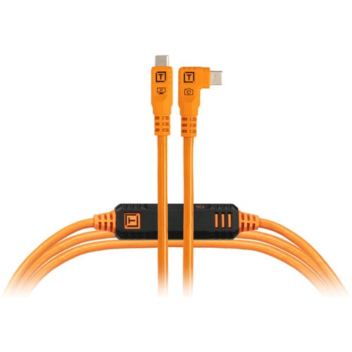 Tether Tools TetherPro Optima USB-C Cable 4.6m Non-Reflective Orange Right-Angle