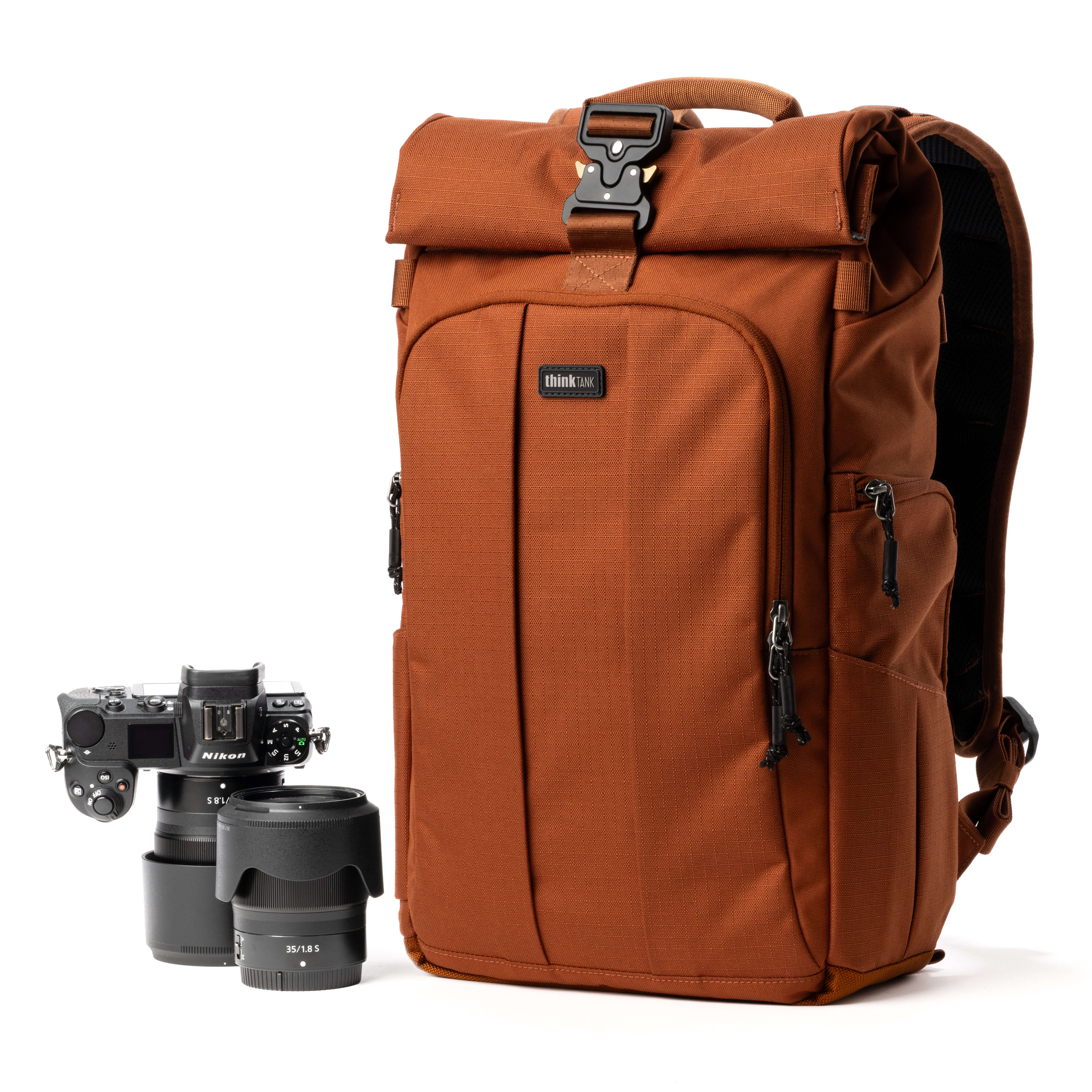 1025400_C.jpg - Think Tank Photo FocusPoint Rolltop Camera Backpack (Urban Rust Orange, 22L) - Image 3