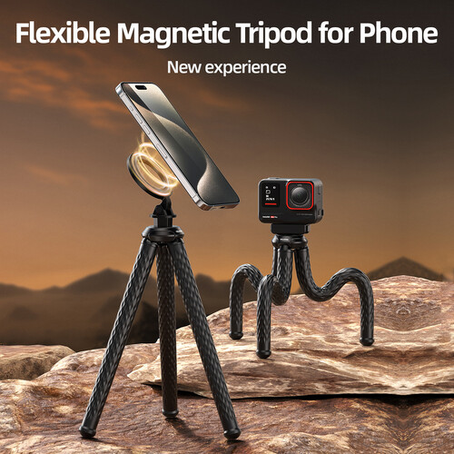 1025440_C.jpg - Telesin Flexible Octopus Tripod and Magnetic Mount for Phones and Action Cameras - Thumbnail 3
