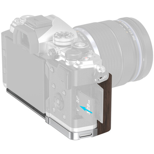 1025470_A.jpg - SmallRig L-Shaped Mount Plate with Wooden Handle for OM System OM-3 5563 - Thumbnail 1