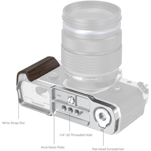 1025470_B.jpg - SmallRig L-Shaped Mount Plate with Wooden Handle for OM System OM-3 5563 - Thumbnail 2