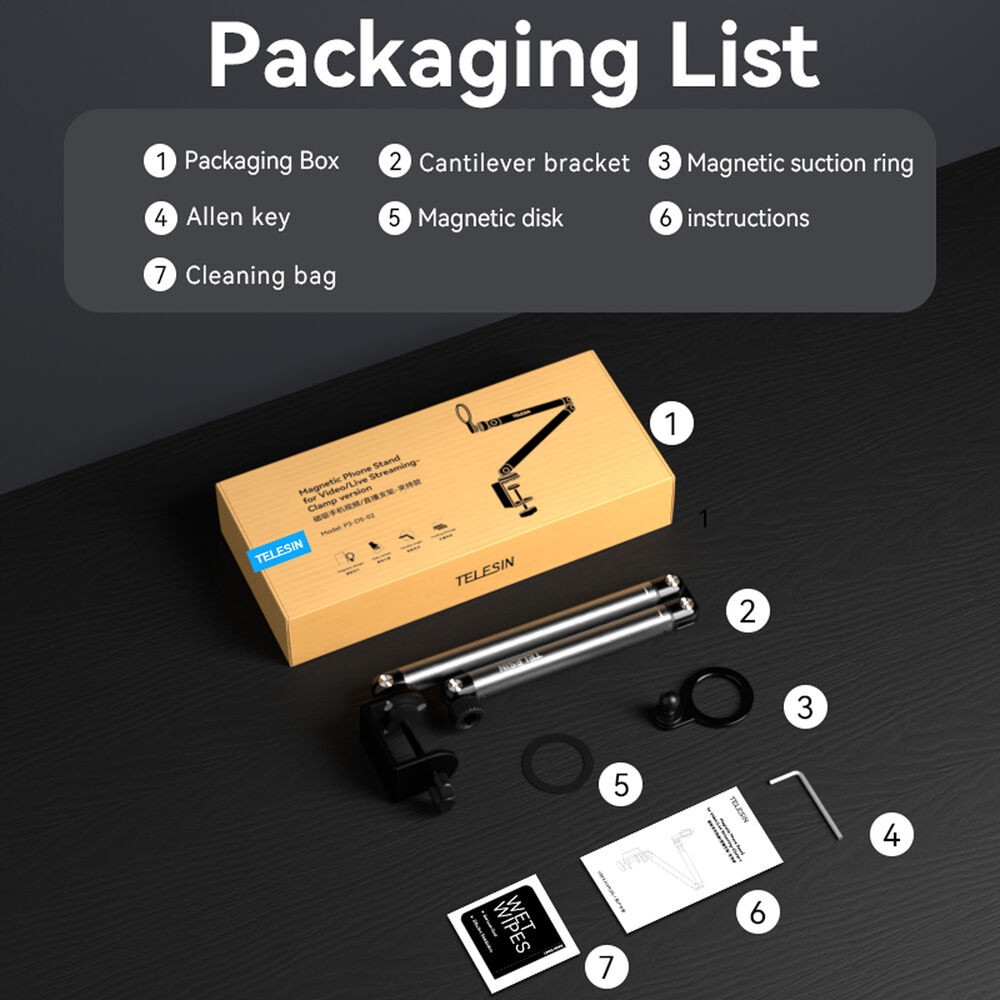 1025830_E.jpg - Telesin Desktop Phone Stand Articulating Arm with MagSafe (Table Clamp) - Thumbnail 5