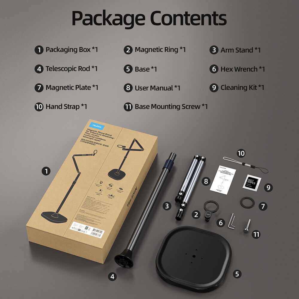 1026130_E.jpg - Telesin Phone Floor Stand and Articulating Arm with MagSafe - Image 5