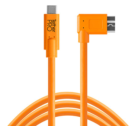 TetherPro USB-C to 3.0 Micro-B Right Angle, 15 feet (4.6m) Orange - Best Available Image
