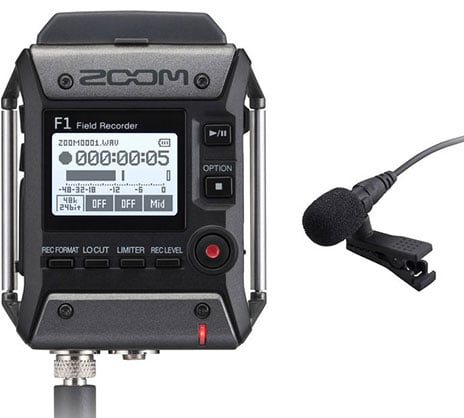 Zoom F1 Field Recorder with Lavalier Microphone