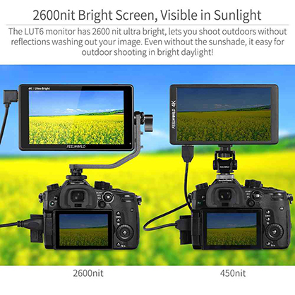 1019591_A.jpg - Feelworld LUT6 2600NITS HDR 3D LUT Touch Screen Monitor with Waveform 4K HDMI - Image 1