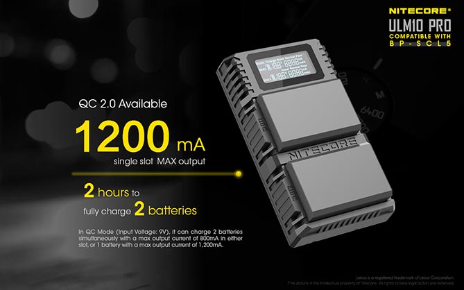 1020011_A.jpg - Nitecore ULM10 Pro Battery Charger for Leica BP-SCL5 - Image 1