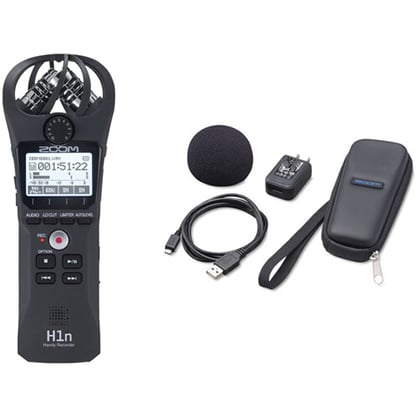 ZOOM H1N Handy Recorder Kit with Windscreen, AC Adapter, USB Cable and Case