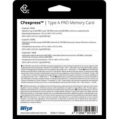 1022401_B.jpg - Wise 160GB CFX-A Pro Series CFexpress Type A Memory Card