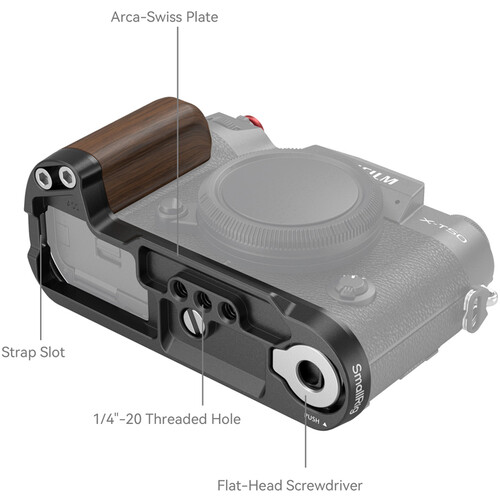 1023241_B.jpg - SmallRig Wooden L-Shape Grip for FUJIFILM X-T50 (Black) 4784 - Image 2