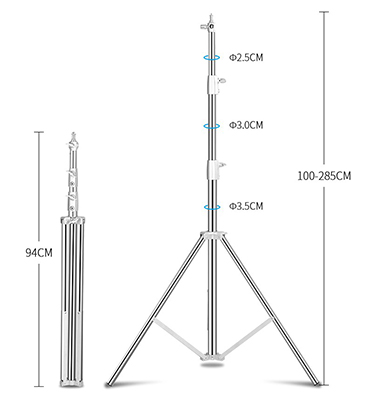 1023861_B.jpg - Krane OT-SL280 Stainless Steel Light Stand - Thumbnail 2