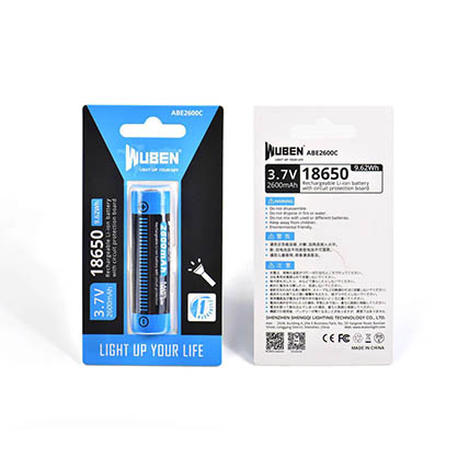 1026031_A.jpg - Wuben ABE2600C Rechargeable 18650 Battery 2600mAh - Image 1