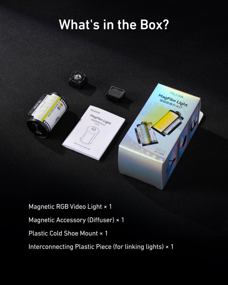 1026131_D.jpg - Telesin MagFilm Mini Magnetic RGB Video Light (with Cold Shoe) - Thumbnail 4