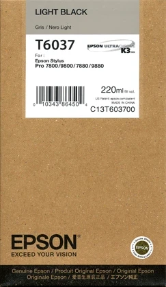 Epson 7800/9800 K3 Ultra-Chrome Pigment Ink Light Black (220ml) - Best Available Image