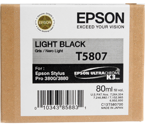 Best image for Epson T5807 3800/3880  Light Black 80ml