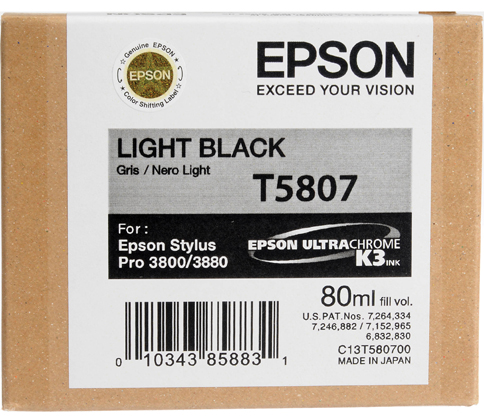 Epson T5807 3800/3880  Light Black 80ml