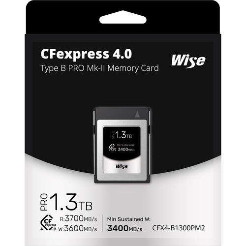 1023142_A.jpg - Wise 1.3TB CFexpress 4.0 Type B PRO Mark II Memory Card - Thumbnail 1