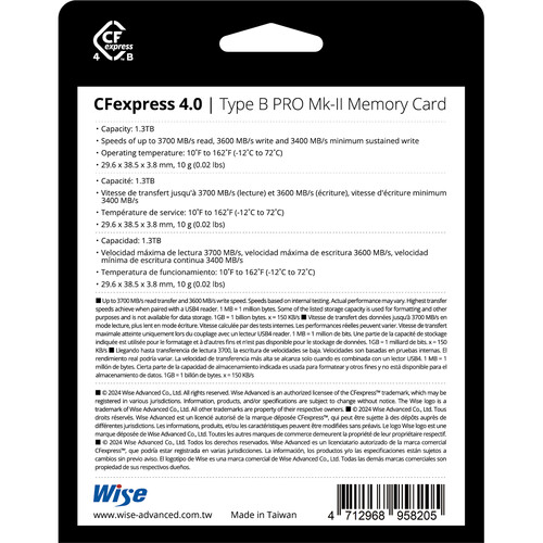 1023142_B.jpg - Wise 1.3TB CFexpress 4.0 Type B PRO Mark II Memory Card - Image 2
