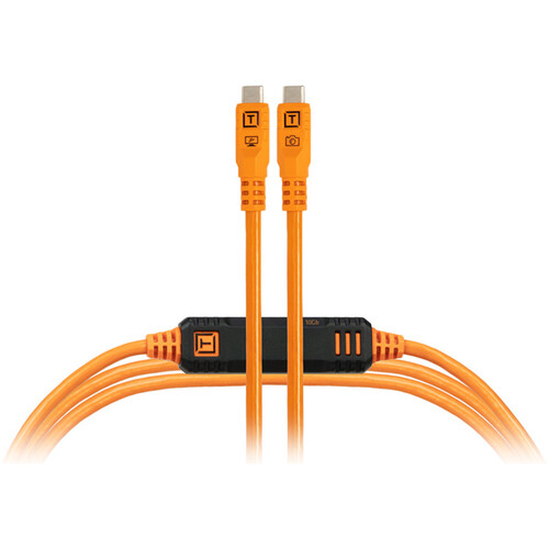 Tether Tools TetherPro Optima USB-C Cable 4.6m Non-Reflective Orange Straight - Best Available Image