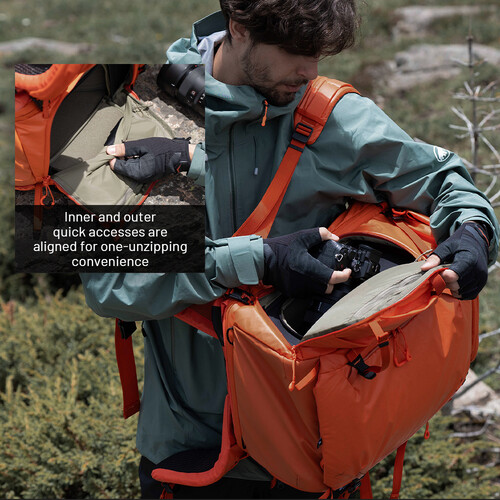 1023983_A.jpg - PGYTECH OnePro Flex Backpack with Medium Camera Insert (Sunset Orange, 40L) - Image 1