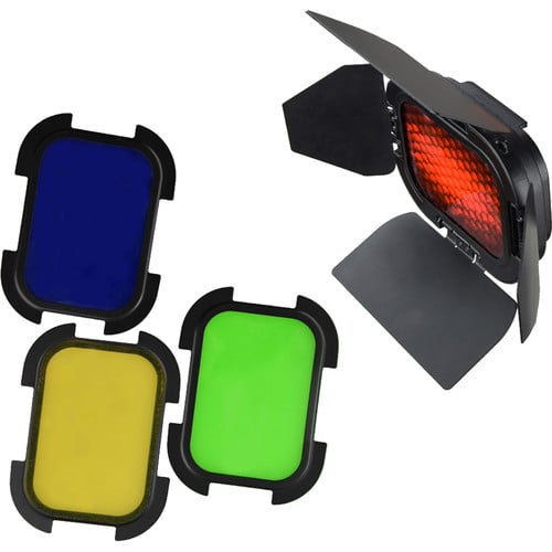 Best image for Godox Barndoor Kit with 4 ColoUr Gels for AD200 Speedlight Head