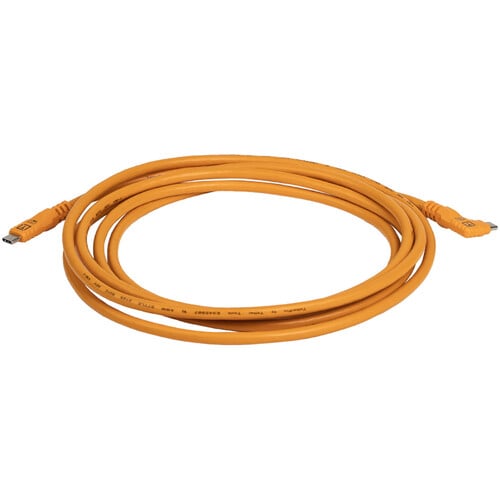 1024443_A.jpg - Tether Tools TetherPro Optima USB-C Cable 3m Non-Reflective Orange Right-Angle - Image 1