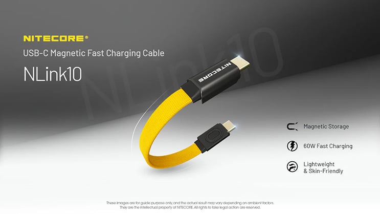Nitecore NLink10 PD QC Fast Charging USB-C Cable with Magnetic Connectors