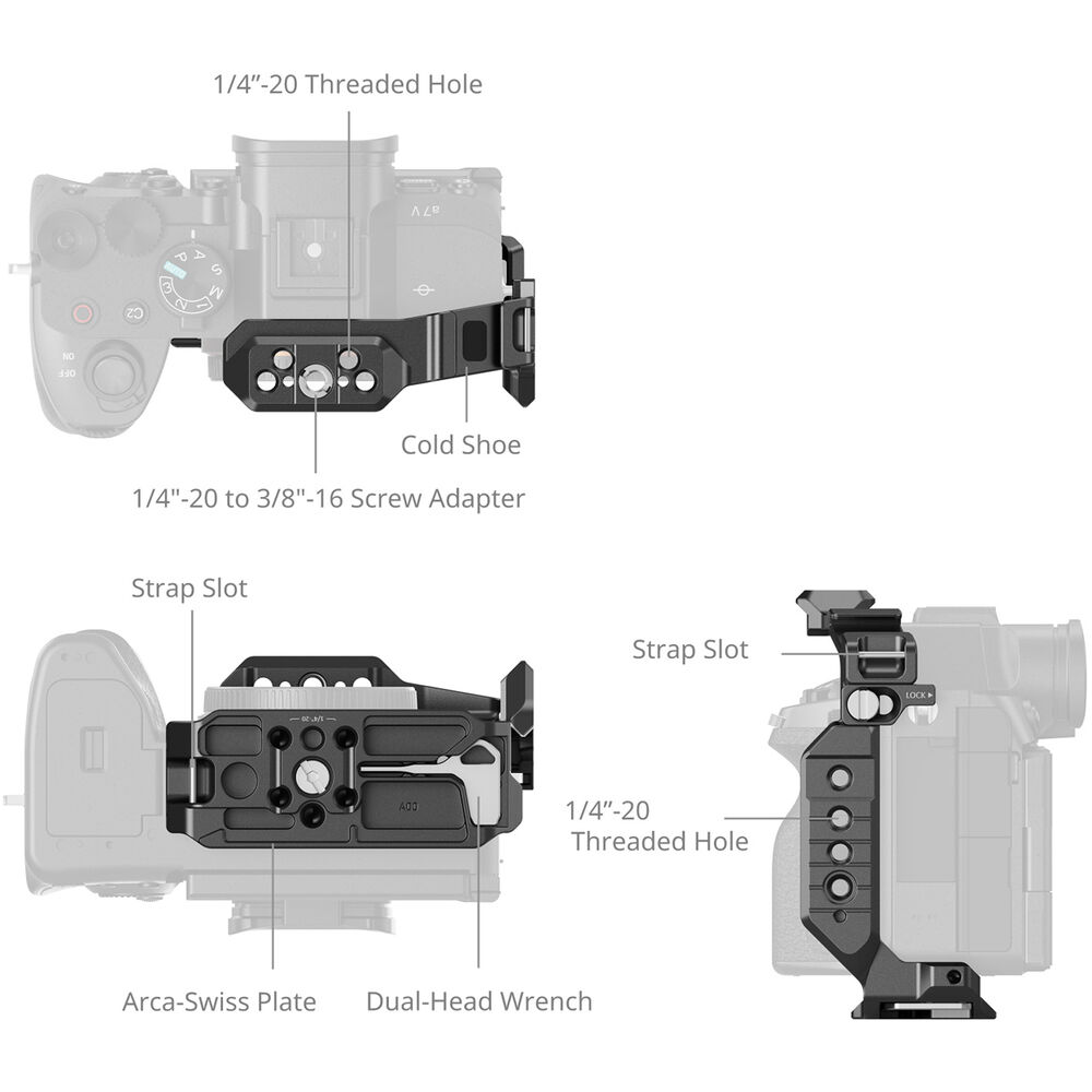 1026713_B.jpg - SmallRig HawkLock Quick Release Half Cage for Sony a7V, a7R V  &  a7 IV 6023 - Image 2