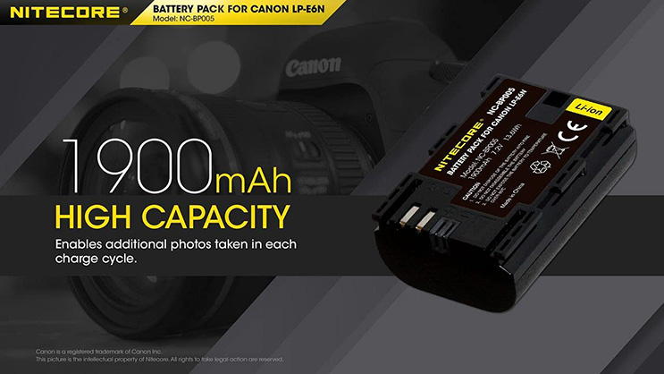 1018624_B.jpg - Nitecore NC-BP005 - Canon LPE6N Battery - Image 2