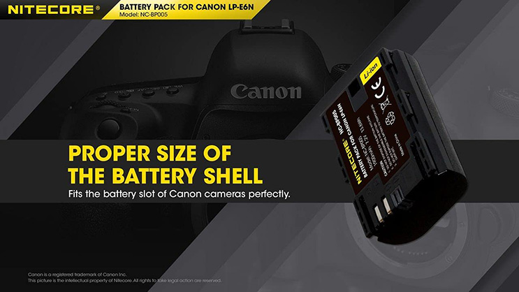1018624_D.jpg - Nitecore NC-BP005 - Canon LPE6N Battery