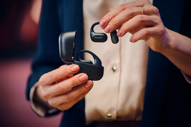 1025654_A.jpg - Panasonic RB-F10 Open-Ear True Wireless Earbuds - Black - Image 1