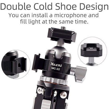 1019155_B.jpg - XILETU MC-22 Mini Ballhead with Double Cold Shoe - Image 2