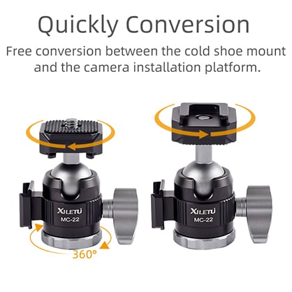 1019155_C.jpg - XILETU MC-22 Mini Ballhead with Double Cold Shoe