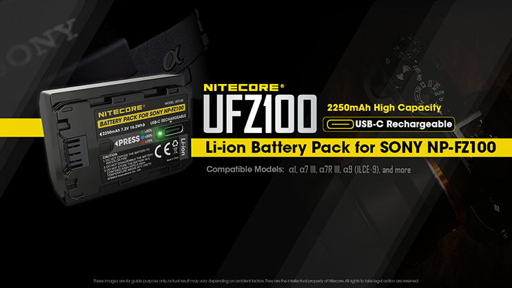 Nitecore UFZ100 USB Camera battery for Sony NP-FZ100